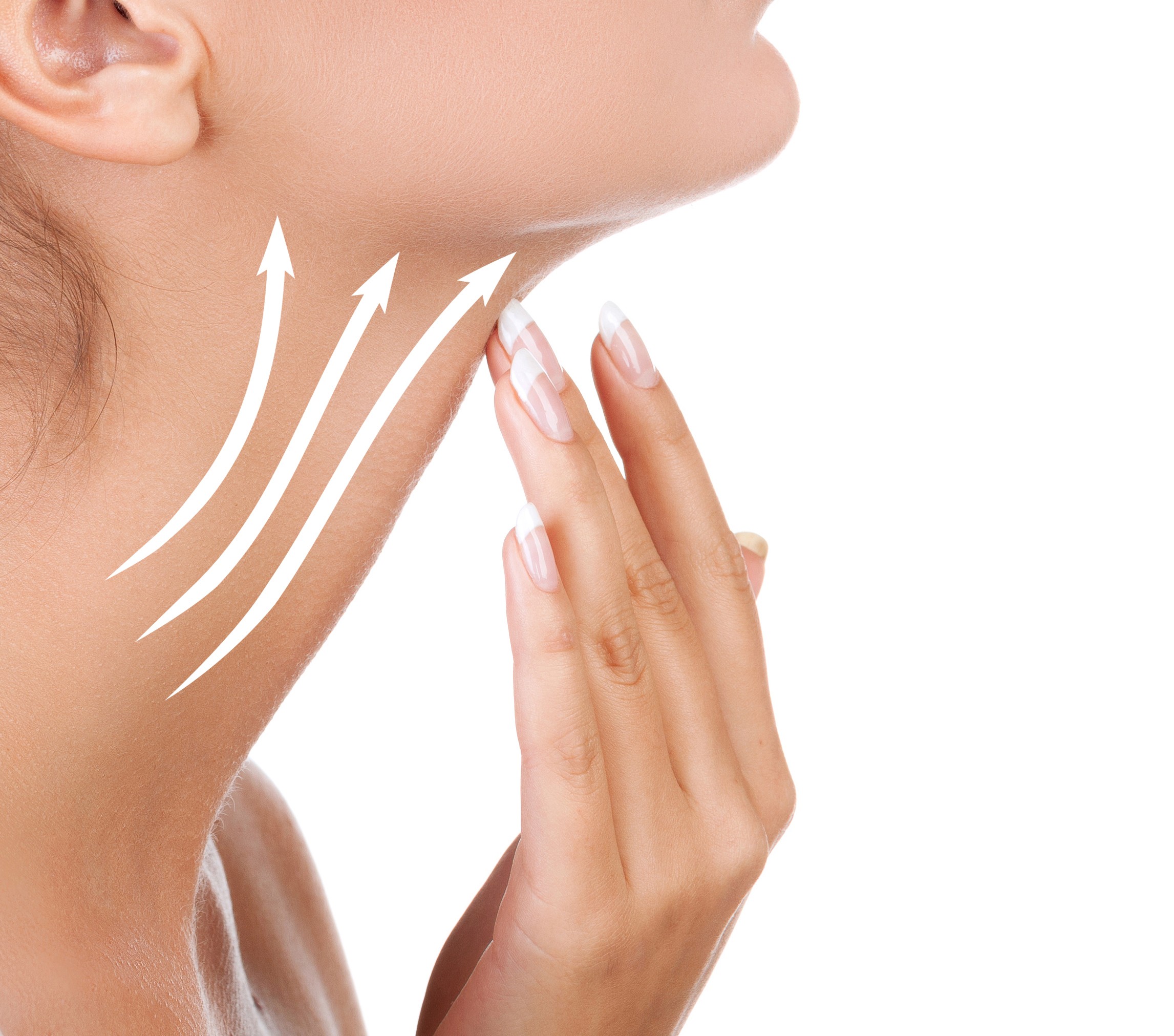 Mujer, conmovedor, cuello