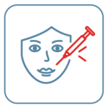 Drawing of a face with a red syringe